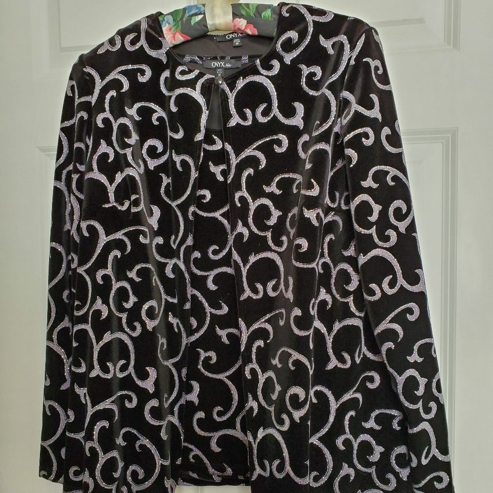 Shimmery Silver on Black 2 Piece Top